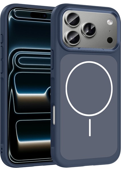 iPhone 17 Pro Kılıf M-Safe Şarj Özellikli Metal Kamera Çerçeveli N7TH Sanremo Silikon Kapak - Lacive