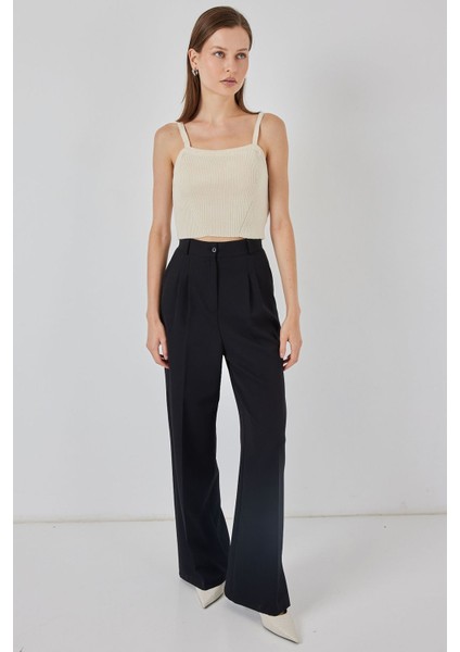 Kadın Bdart Kare Yaka Ribana Örgü Crop Top Natural fiyatları