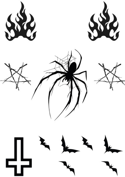 Gotik Sticker Seti | Çeşitli Goth Temalı Laptop, Tablet, Valiz, Defter Çıkartmaları