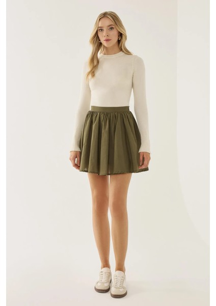 Kadın Volanlı Mini Etek Green