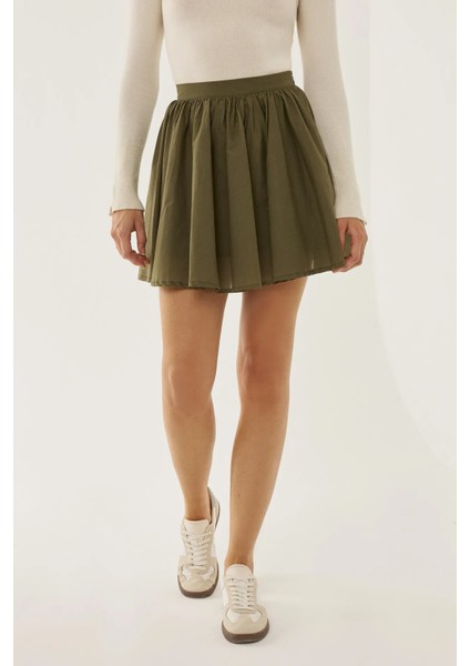 Kadın Volanlı Mini Etek Green