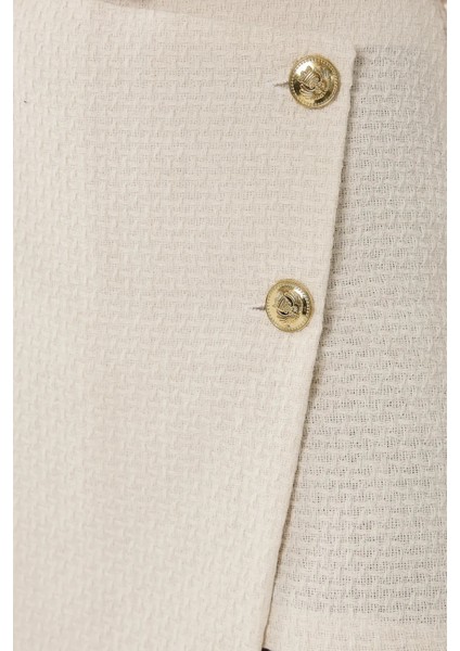 Kadın Tweed Düğme Detaylı Şort White