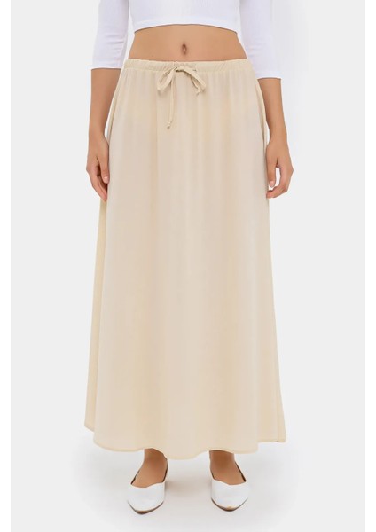 Kadın Bağcıklı Uzun Etek Natural