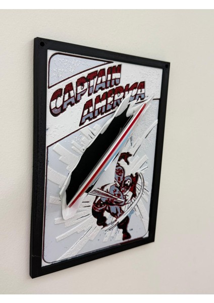 Hueforge Tarzı Kaptan Amerika Duvar Dekoru – Fırlayan Kalkanlı 3D Marvel Tablo modelleri
