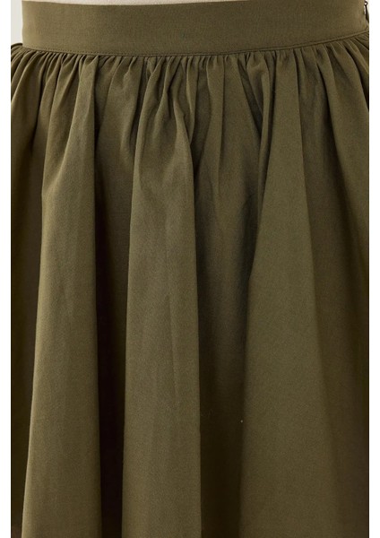 Kadın Volanlı Mini Etek Green