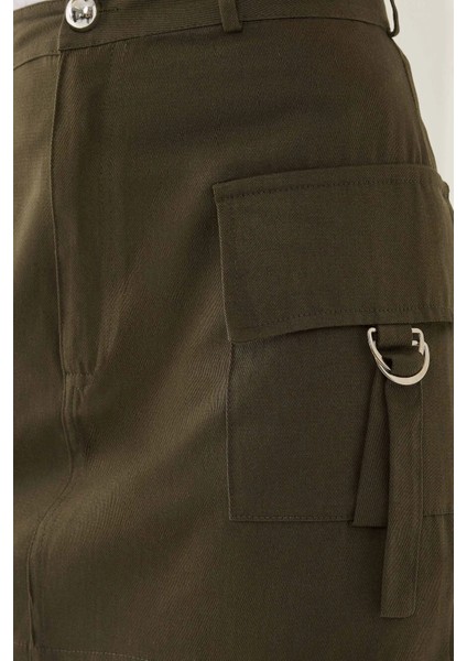 Kadın Kargo Cepli Mini Etek Yeşil