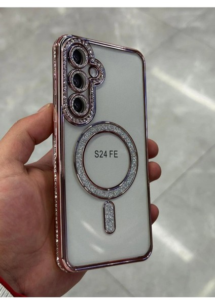 Samsung Galaxy S24 Fe Kılıf Elmas Taşlı Tuşlu Arka Şeffaf Kamera Lens Üstü Korumalı Magsafe Manyetik fiyatları
