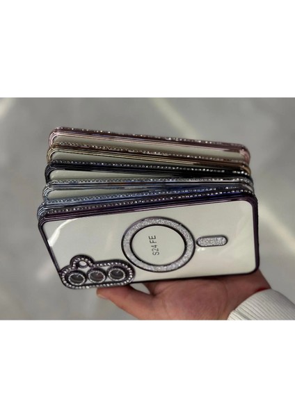 Samsung Galaxy S24 Fe Kılıf Elmas Taşlı Tuşlu Arka Şeffaf Kamera Lens Üstü Korumalı Magsafe Manyetik fırsatları