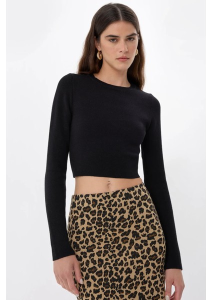 Kadın Temel Örme Üst Black