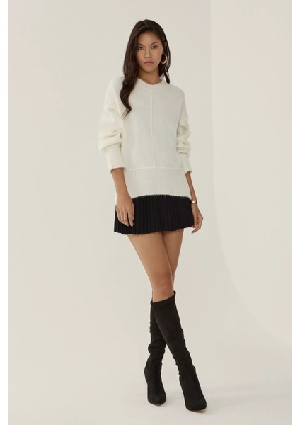 Kadın Relaxed Fit Triko Kazak Natural