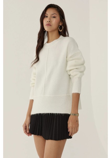 Kadın Relaxed Fit Triko Kazak Natural