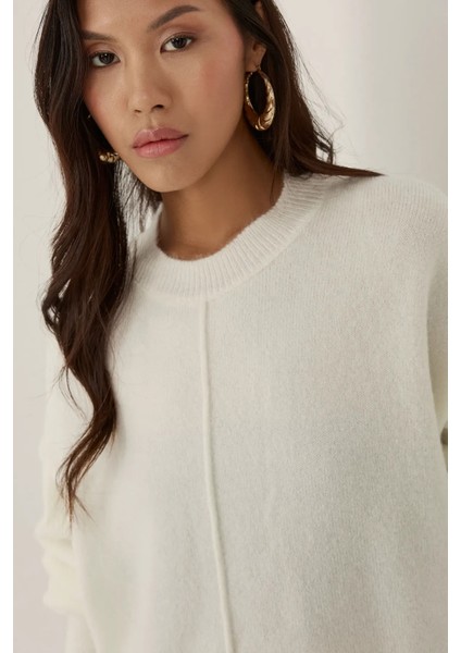 Kadın Relaxed Fit Triko Kazak Natural