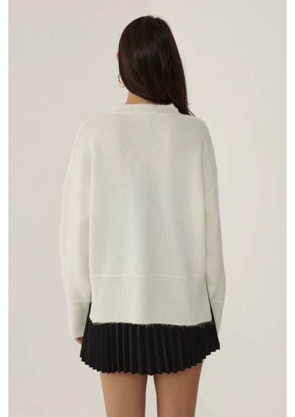 Kadın Relaxed Fit Triko Kazak Natural
