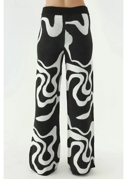 Kadın Soyut Triko Pantolon Siyah