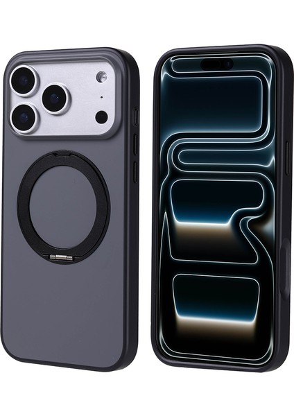 iPhone 17 Pro Max Kılıf M-Safe Şarj Özellikli Standlı Frms Proton Silikon Kapak - Siyah