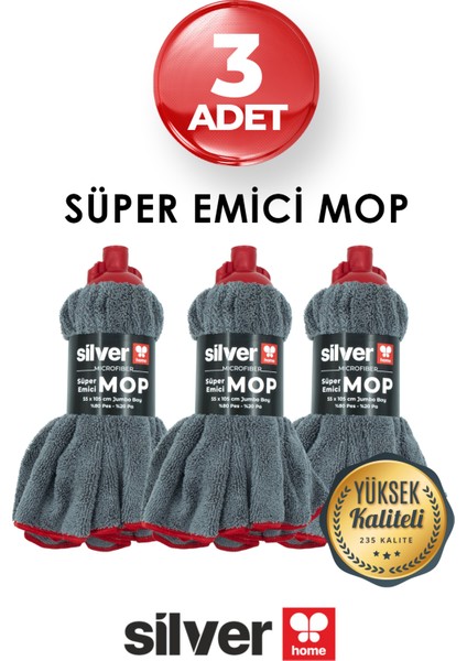 3 Adet Mikrofiber Süper Emici Havlu Mop - 55X105 cm - Yerler Artık Elle Silinmiş Gibi!