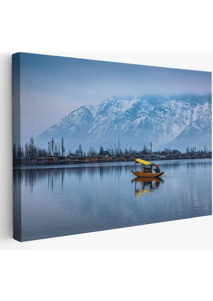 -Hindistan Srinagar Gölü Kış Manzara Tablosu Dekoratif/ Hediyelik Kanvas Tablo 1244