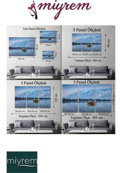 -Hindistan Srinagar Gölü Kış Manzara Tablosu Dekoratif/ Hediyelik Kanvas Tablo 1244