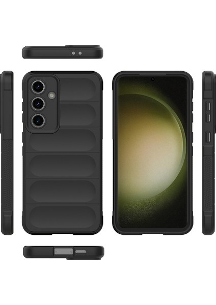 Galaxy S25 Fe Kılıf Esnek Tpu Oyuklu Arka Yüzey Tasarımlı Tknc Etnik Silikon Kapak - Koyu Yeşil