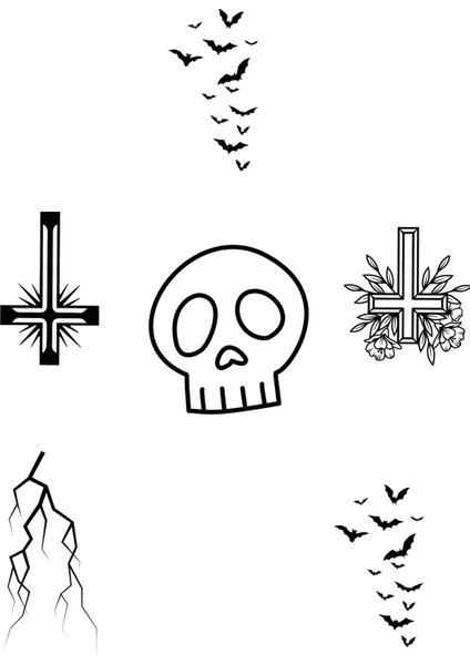 Gotik Sticker Seti | Çeşitli Goth Temalı Laptop, Tablet, Valiz, Defter Çıkartmaları