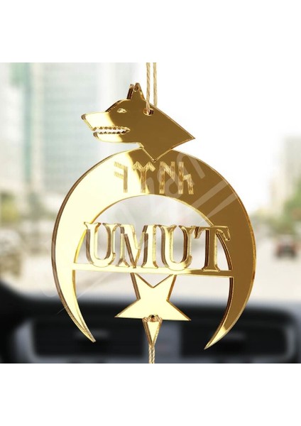 Kişiye Özel (Anahtarlıklı) Göktürk Dilinde Türk Pleksi Araba Dikiz Aynası Süsü fiyatları