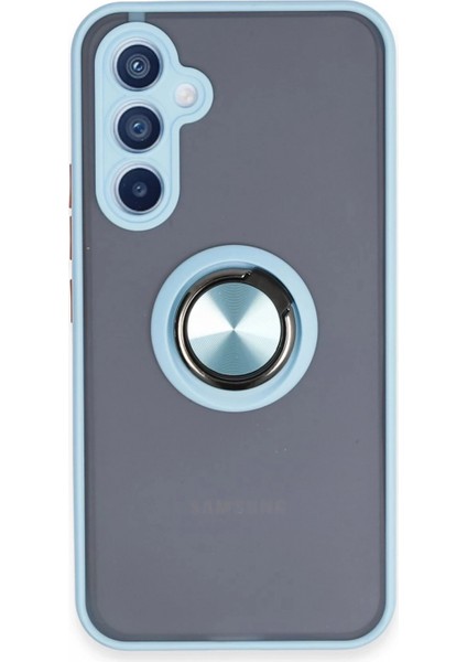 Samsung Galaxy A54 5g Kılıf Montreal Yüzüklü Silikon Kapak - Buz Mavi