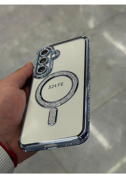 Samsung Galaxy S24 Fe Kılıf Elmas Taşlı Tuşlu Arka Şeffaf Kamera Lens Üstü Korumalı Magsafe Manyetik fiyatları