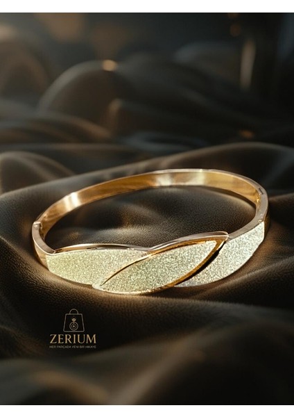 Aurora Parıltı Yaprak; 316L Kadın Çelik Kelepçe Bileklik