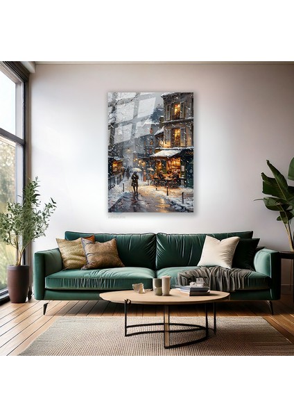 Cam Dikey Duvar Tablosu Cam Kar ve Yağmur Manzara Ev Ofis Salon Modern Duvar Tablosu fiyatları