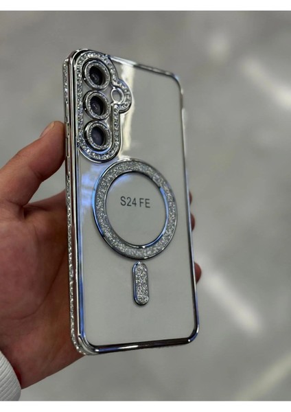 Samsung Galaxy S24 Fe Kılıf Elmas Taşlı Tuşlu Arka Şeffaf Kamera Lens Üstü Korumalı Magsafe Manyetik fiyatları
