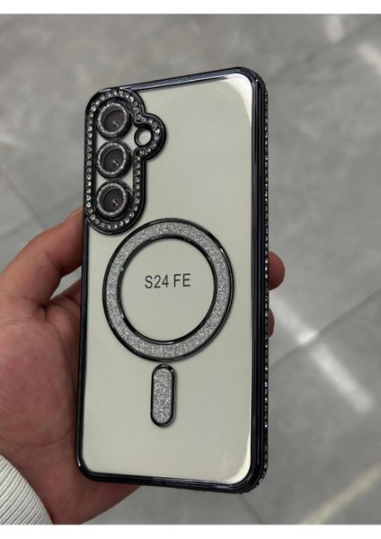 Samsung Galaxy S24 Fe Kılıf Elmas Taşlı Tuşlu Arka Şeffaf Kamera Lens Üstü Korumalı Magsafe Manyetik fiyatları