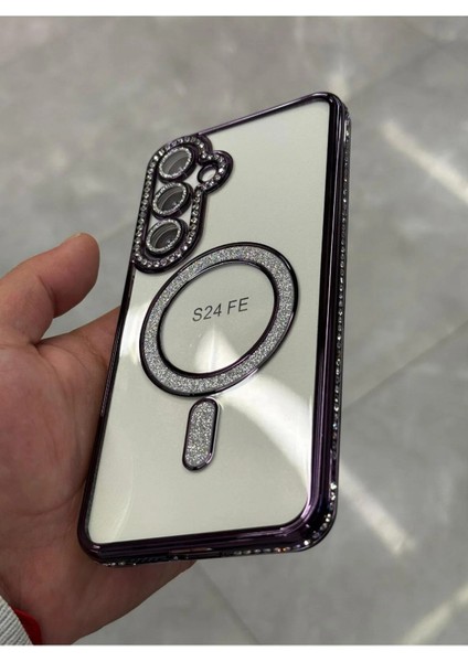 Samsung Galaxy S24 Fe Kılıf Elmas Taşlı Tuşlu Arka Şeffaf Kamera Lens Üstü Korumalı Magsafe Manyetik fiyatları