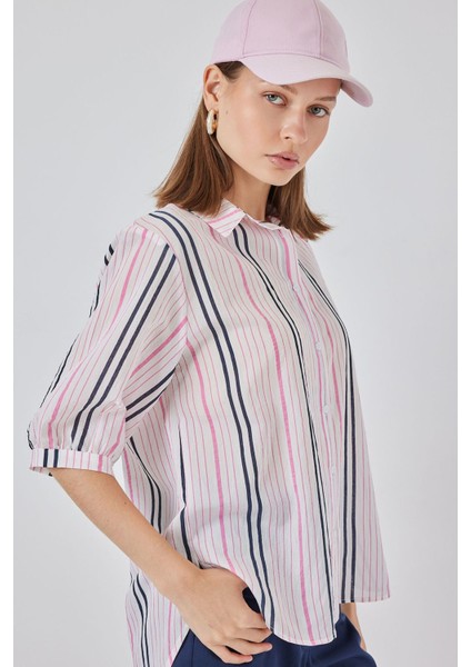Kadın Bdart Çizgili Poplin Gömlek Pink modelleri