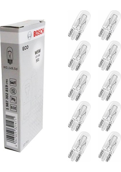 Bulacaksin Bosch Eco Dipsiz Ampul 12V 5W T10 W5W 10'lu Paket