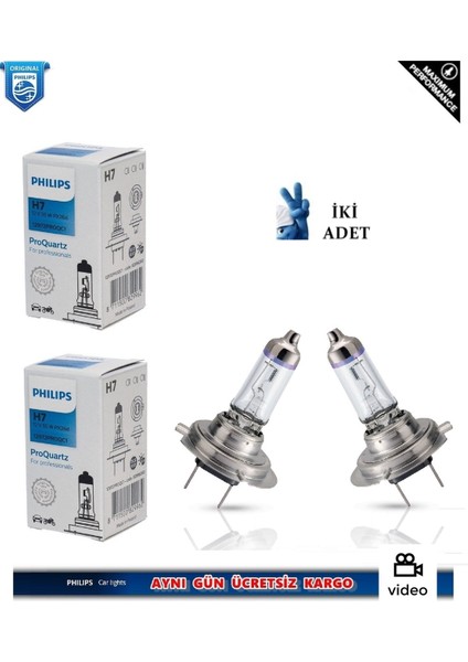 Iki Adet Philips H7 55WATT Standart Ampul 12972 Proqc1