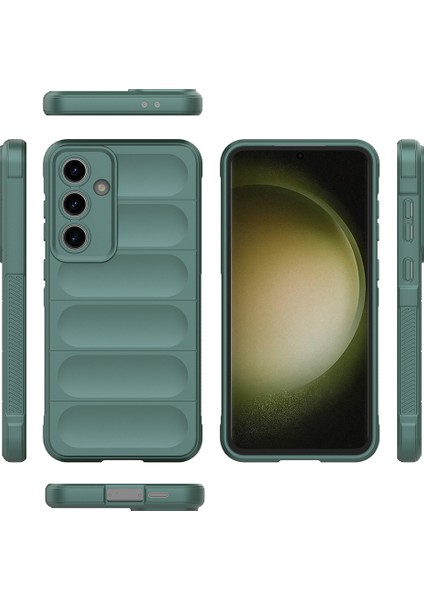 Galaxy S25 Fe Kılıf Esnek Tpu Oyuklu Arka Yüzey Tasarımlı Iksp Etnik Silikon Kapak - Lacivert