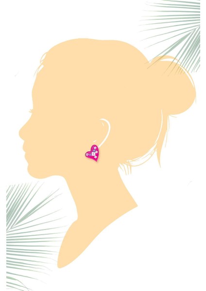 Muffyclay Özel Tasarım, El Yapımı Polimer Kil Pembe Kalp Üzeri Çiçek Motifli Küpe fırsatları