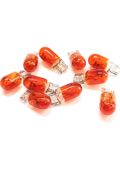 12V T10 W5W Dipsiz Park Gösterge Ampulü 10 Adet Turuncu Dipsiz P N11.557