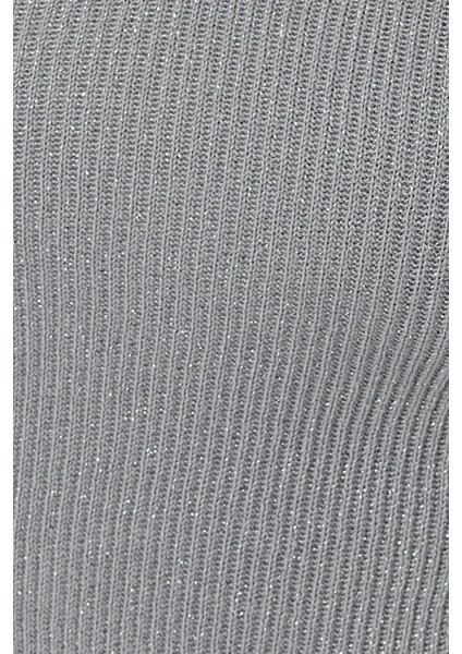 Kadın Kare Yaka Örme Üst Grey