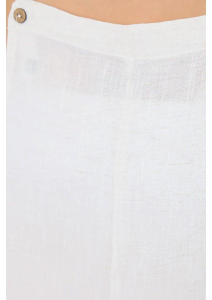 Kadın Düğmeli Ön Geniş Paça Tulum White