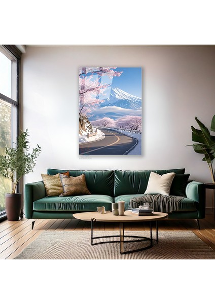 Cam Dikey Duvar Tablosu Cam Fujiye Giden Yol Ev Ofis Salon Modern Duvar Tablosu fiyatları