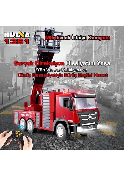 Huına 1361 1/18 15CH Rc Model Uzaktan Kumandalı Merdivenli Yangın Söndürme Itfaiye Kamyonu Iş Makinesi -Su Püskürtme Fonksiyonlu-2.4g Gerçekçi Similasyon Ses ve Işık Sistemi fırsatları