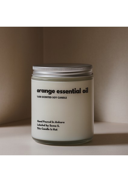 : Orange Essential Oil : Cam Kavanozda Kokulu %100 Soya Mum (Portakal)