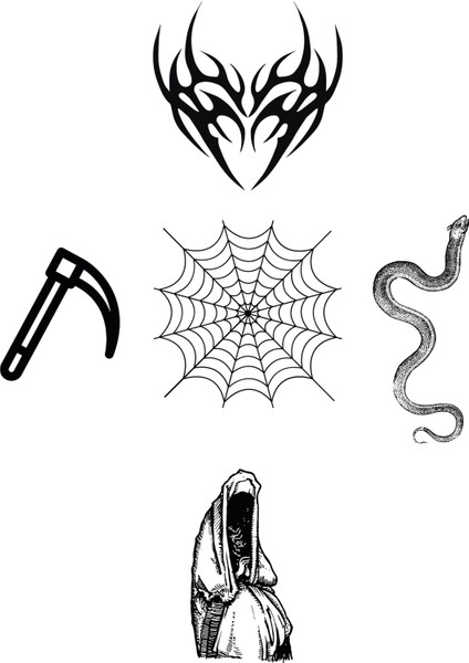 Gotik Sticker Seti | Çeşitli Goth Temalı Laptop, Tablet, Valiz, Defter Çıkartmaları