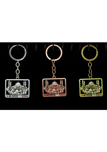 Metal Ayasofya Anahtarlık Kare Tasarım