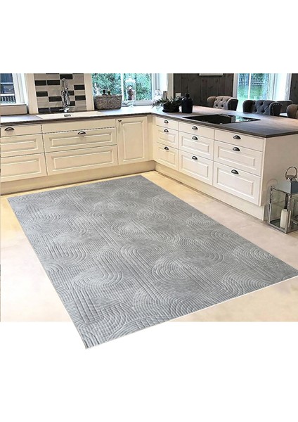 Yıkanabilir Leke Tutmaz Kaymaz Tabanlı Kesme Kabartmalı Salon Koridor Mutfak Halısı Gri modelleri
