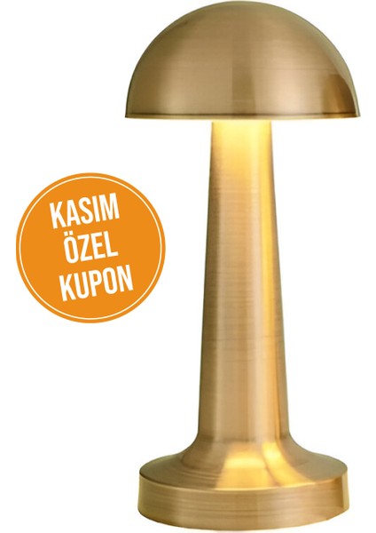 Mantar Masa Lambası Dokunmatik 3 Renkli Ayarlanabilir Şarjlı Gold Efsane Kasım Kuponlu
