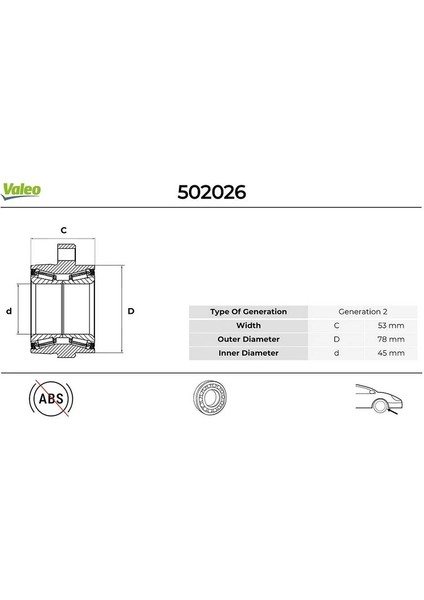 ÖN TEKER BİLYASI PORYALI TRANSIT 5184 2000-2006 ABS LI 45X115X53 BTF1125B YC152B663AF 1C1J1K018AA 4052783
