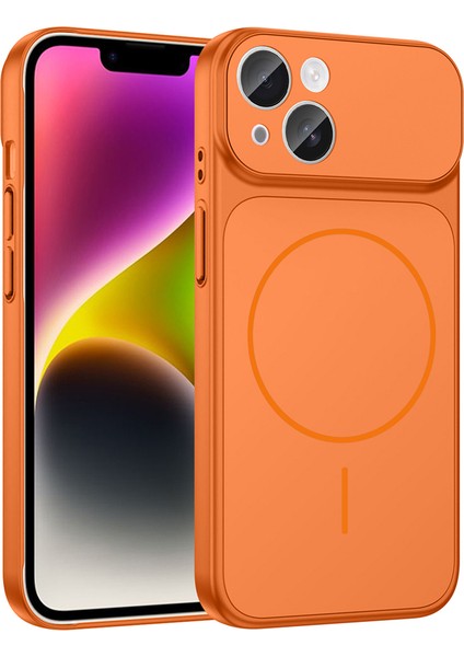 iPhone 14 Kılıf Nvg M-Safe Şarj Özellikli Kamera Korumalı Formen Kapak - Turuncu