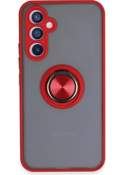 Samsung Galaxy A54 5g Kılıf Montreal Yüzüklü Silikon Kapak - Kırmızı